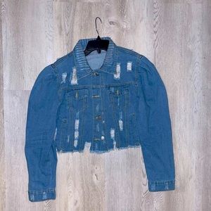 Puffed Shoulder Denim Jacket